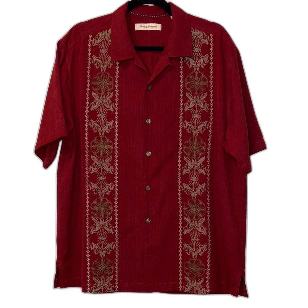Tommy Bahama Silk Short Sleeve Tropical Button Down Size L